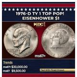 1976-d Ty 1 Eisenhower Dollar TOP POP! $1 ms67+ SE