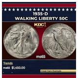 1935-d Walking Liberty Half Dollar 50c ms65 SEGS