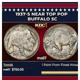 1937-s Buffalo Nickel Near Top Pop 5c ms67 SEGS