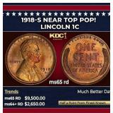 1918-s Lincoln Cent Near Top Pop! 1c ms65 rd SEGS
