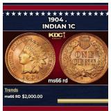 1904 Indian Cent . 1c ms66 rd SEGS