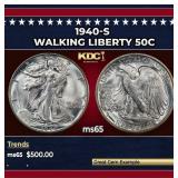 1940-s Walking Liberty Half Dollar 50c Grades ms65