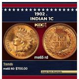 1902 Indian Cent . 1c Grades ms65 rd