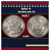 1890-p Morgan Dollar $1 Grades ms63+