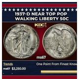 1937-d Walking Liberty Half Dollar Near Top Pop 50