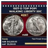 1937-d Walking Liberty Half Dollar TOP POP! 50c ms