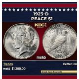 1923-d Peace Dollar $1 ms65 SEGS