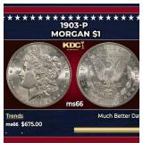 1903-p Morgan Dollar $1 Grades ms66