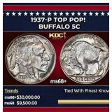 1937-p Buffalo Nickel TOP POP! 5c ms68+ SEGS