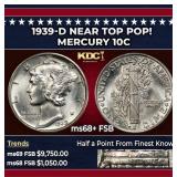 1939-d Mercury Dime Near Top Pop! 10c ms68+ FSB SE