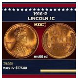 1916-p Lincoln Cent 1c Grades ms66 rd