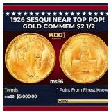 1926 Sesqui Gold Commem Near Top Pop! $2 1/2 ms66
