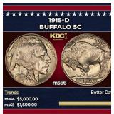 1915-d Buffalo Nickel 5c ms66 SEGS