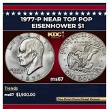 1977-p Eisenhower Dollar Near Top Pop $1 ms67 SEGS