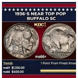 1936-s Buffalo Nickel Near Top Pop 5c ms66+ SEGS