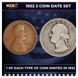 1932 2 Coin Date Set, 1 Of Each Type Of Coin Minte