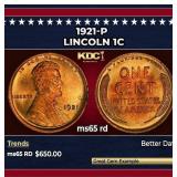 1921-p Lincoln Cent 1c Grades ms65 rd