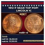 1912-p Lincoln Cent Near Top Pop! 1c ms66+ rd SEGS