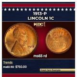 1913-p Lincoln Cent 1c Grades ms65 rd
