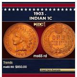1903 Indian Cent . 1c Grades ms65 rd