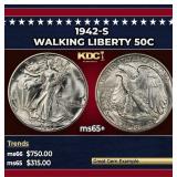 1942-s Walking Liberty Half Dollar 50c Grades ms65