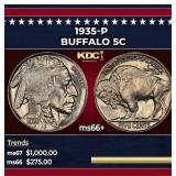 1935-p Buffalo Nickel 5c ms66+ SEGS