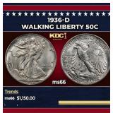 1936-d Walking Liberty Half Dollar 50c ms66 SEGS