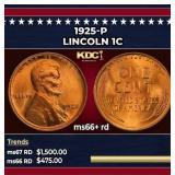1925-p Lincoln Cent 1c ms66+ rd SEGS