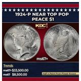 1924-p Peace Dollar Near Top Pop $1 ms67+ SEGS