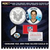 Young Tom Brady New England Patriots NFL 1oz Silve
