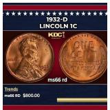1932-d Lincoln Cent 1c Grades ms66 rd