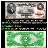 1917 $2 Large Size Legal Tender Note Thomas Jeffer
