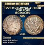 1907-d Barber Quarter Colorfully Toned TOP POP! 25
