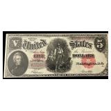 1907 $5 Large Size Legal Tender Note "WoodChopper"