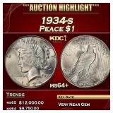 1934-s Peace Dollar $1 ms64+ USCG