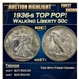 1936-s Walking Liberty Half Dollar TOP POP! 50c ms
