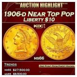 1906-d Gold Liberty Eagle Near Top Pop $10 ms66 SE