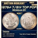 1878-p 7/8tf Morgan Dollar TOP POP! $1 ms66+ SEGS