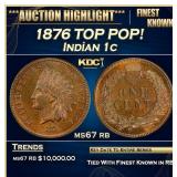 1876 Indian Cent TOP POP! 1c ms67 rb SEGS