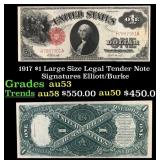 1917 $1 Large Size Legal Tender Note Grades Select