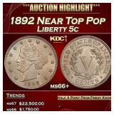 1892 Liberty Nickel Near Top Pop 5c ms66+ SEGS