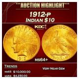 1912-p Gold Indian Eagle $10 ms64+ SEGS