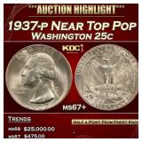 1937-p Washington Quarter Near Top Pop 25c ms67+ S