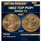 1863 Indian Cent TOP POP! 1c ms67 SEGS