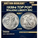 1939-s Walking Liberty Half Dollar TOP POP! 50c ms