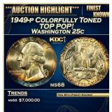 1949-p Washington Quarter Colorfully Toned TOP POP