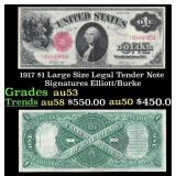 1917 $1 Large Size Legal Tender Note Grades Select