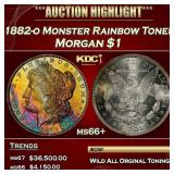 1882-o Morgan Dollar Monster Rainbow Toned $1 ms66