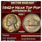 1942-p Proof Jefferson Nickel Near Top Pop 5c pr68