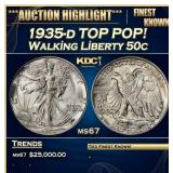 1935-d Walking Liberty Half Dollar TOP POP! 50c ms